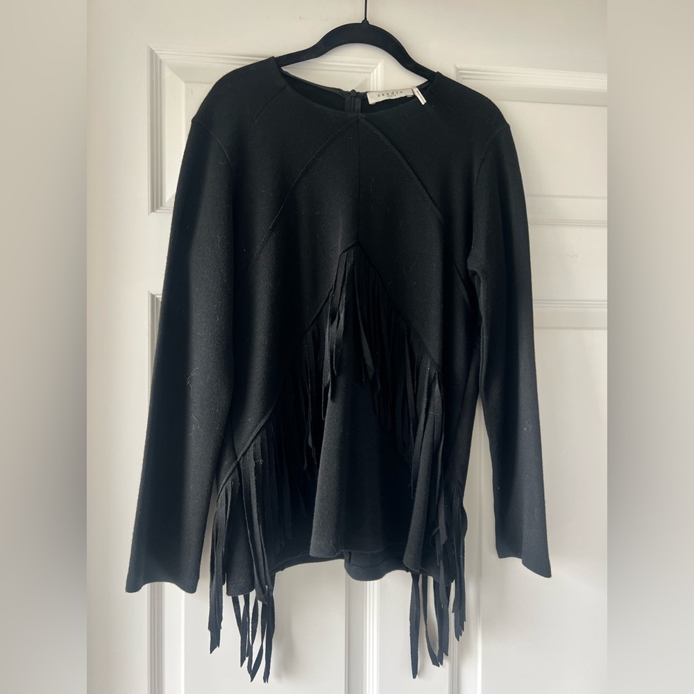 Black Fringe Sweatshirt